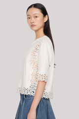 Sea Ny - Leila Eyelet Sweater - CREAM