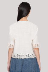 Sea Ny - Leila Eyelet Sweater - CREAM