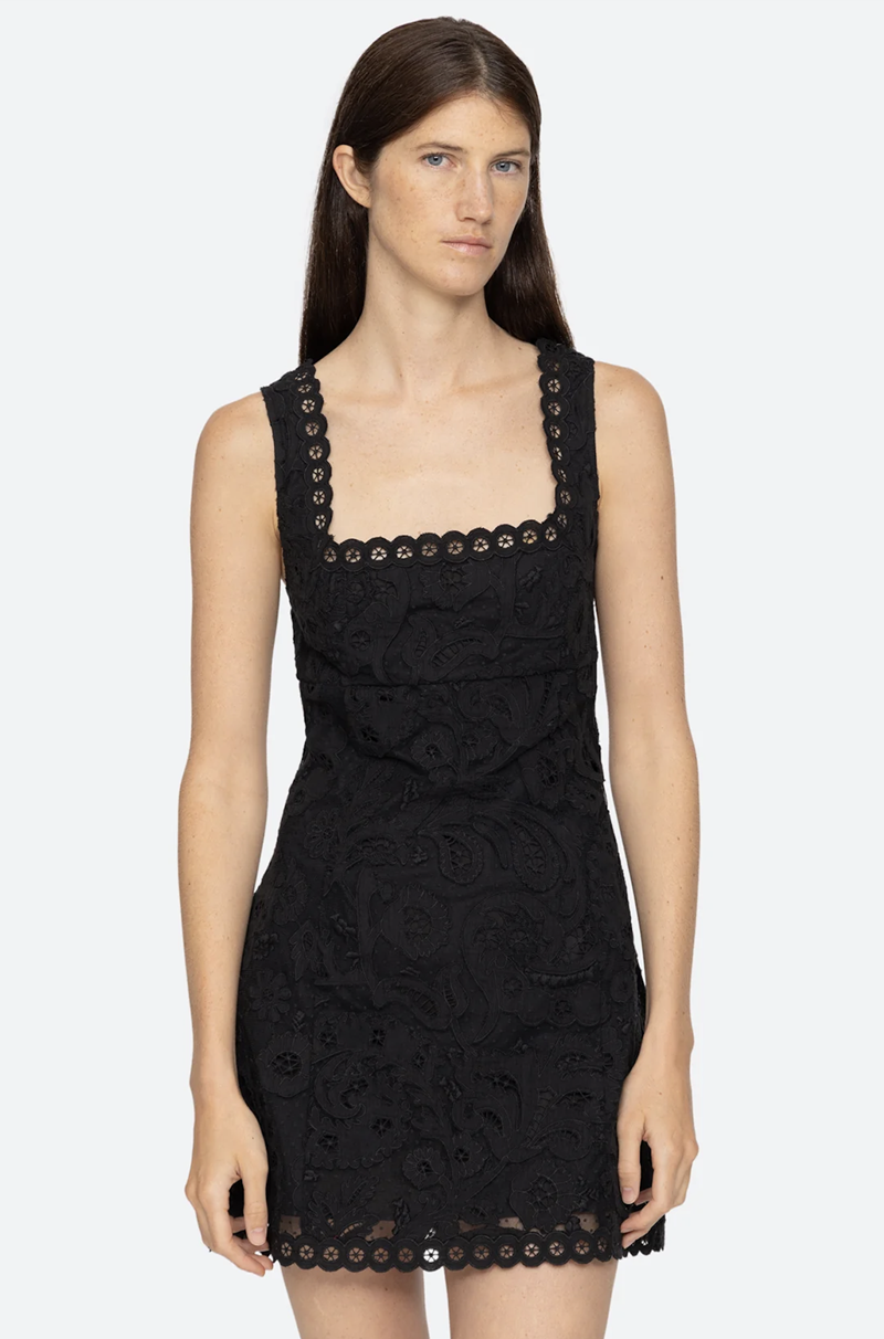 Sea Ny - Lovina Embroidery Tank Dress - BLACK
