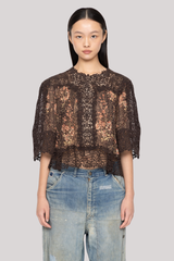 Sea Ny - Luisa print Short Sleeve Top - BROWN