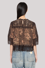 Sea Ny - Luisa print Short Sleeve Top - BROWN