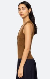 Sea Ny - Mila Pointelle Tank Top - CAMEL