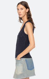 Sea Ny - Mila Pointelle Tank Top - NAVY