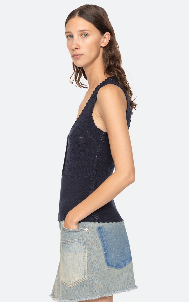 Sea Ny - Mila Pointelle Tank Top - NAVY