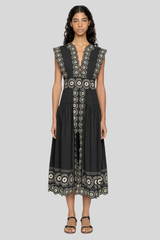 Sea Ny - Mirabel Print Midi Dress - BLACK
