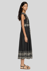 Sea Ny - Mirabel Print Midi Dress - BLACK