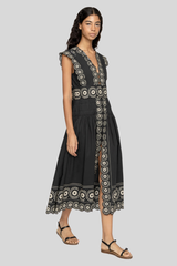 Sea Ny - Mirabel Print Midi Dress - BLACK