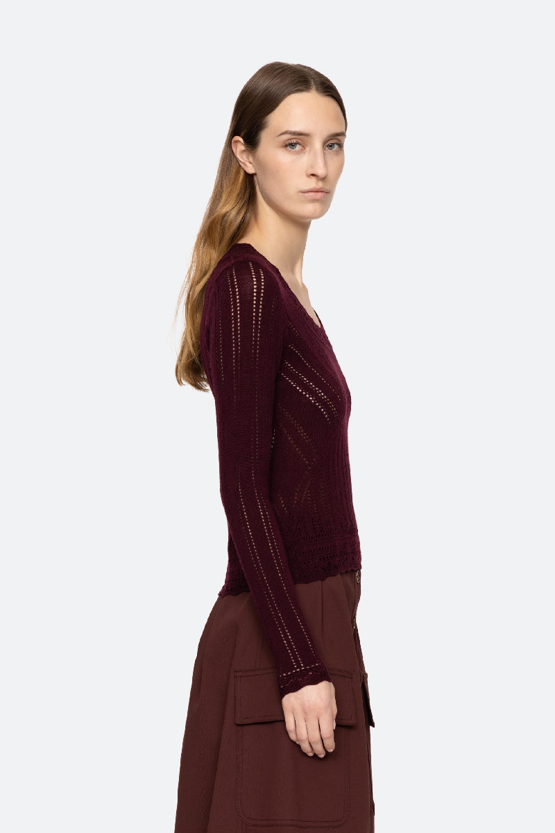 Sea Ny - Paxton Knit Top - BURGUNDY