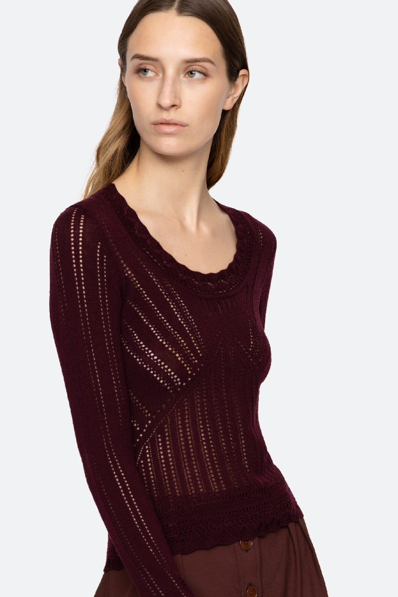 Sea Ny - Paxton Knit Top - BURGUNDY