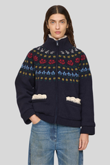 Sea Ny - Preston Knit Sherpa Lined Jacket - NAVY