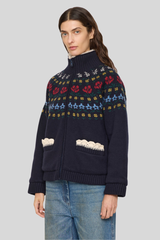 Sea Ny - Preston Knit Sherpa Lined Jacket - NAVY