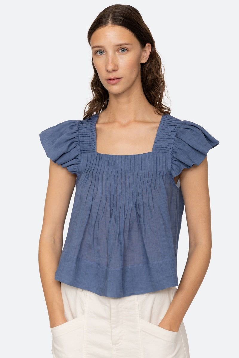 Sea Ny - Risa Ramie Top - BLUE