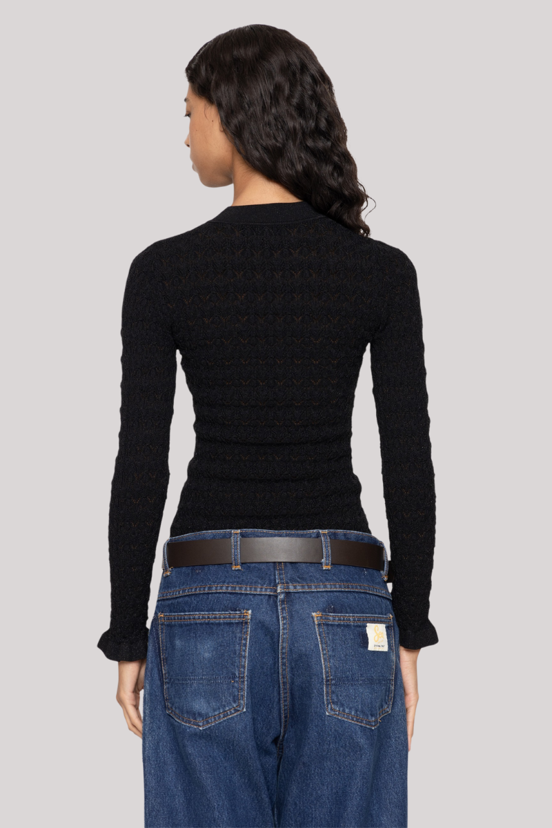 Sea Ny - Ruby Knit Long Sleeve Top - BLACK