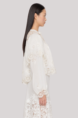 Sea Ny - Sofia Embroidery Long Sleeve Top - CREAM