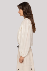 Sea Ny - Solene Solid Long Sleeve Top - CREAM