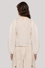 Sea Ny - Solene Solid Long Sleeve Top - CREAM