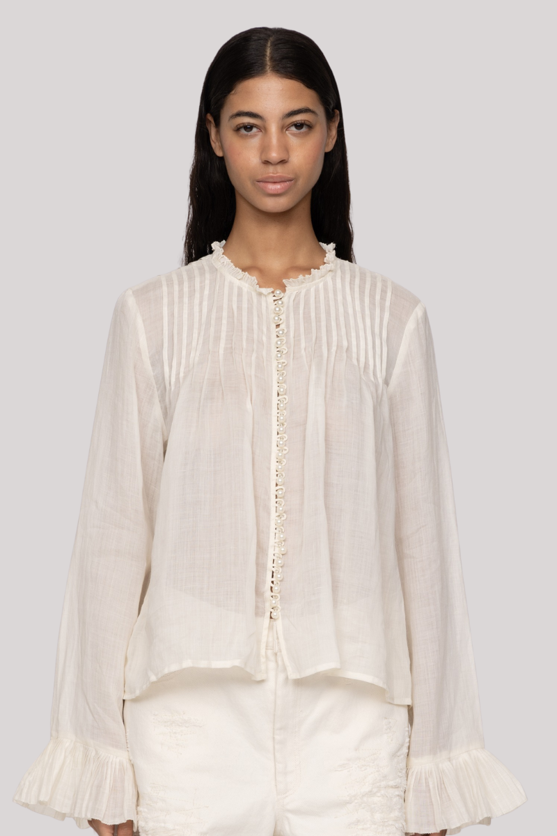 Sea Ny - Thalia Ramie Long Sleeve Blouse - CREAM