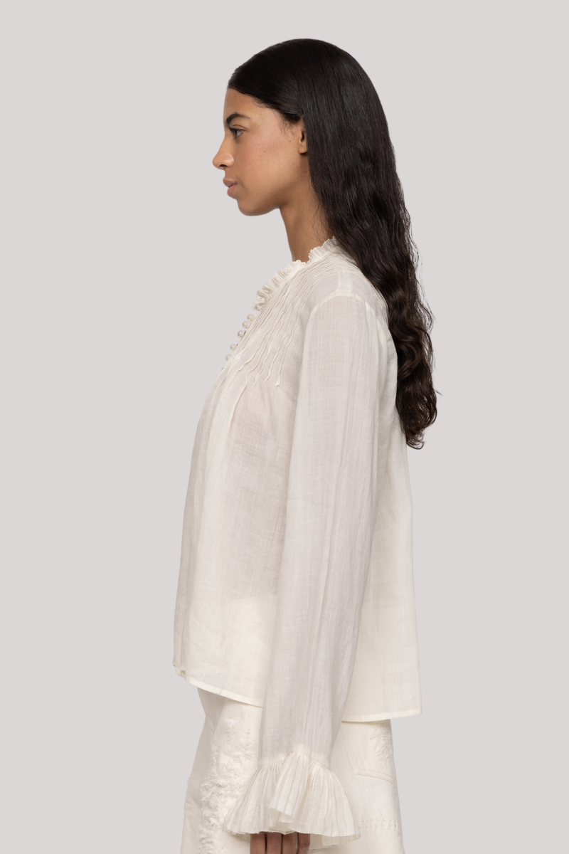 Sea Ny - Thalia Ramie Long Sleeve Blouse - CREAM