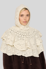 Sea Ny - Wright Knit Crochet Poncho - CREAM