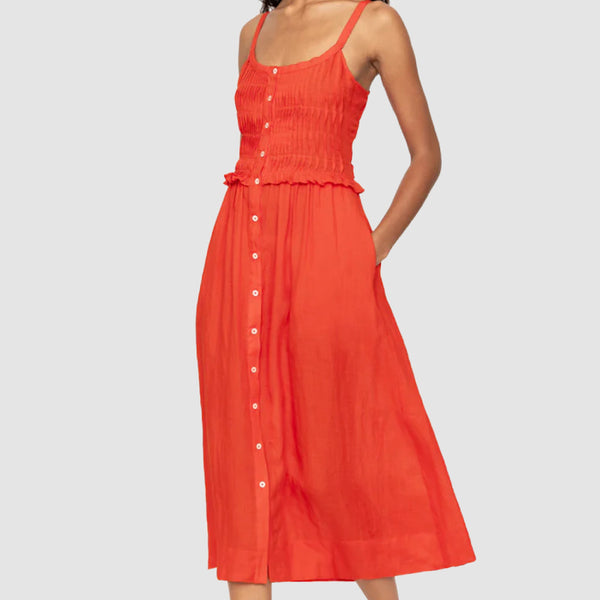 【Sea】Zora Solid Button Down Dress ワンピース Sea Zora Solid Button Down Dress in Red | Lyst