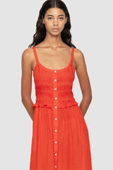 Sea Ny - Zora Solid Tank Button Down Dress - CHILI