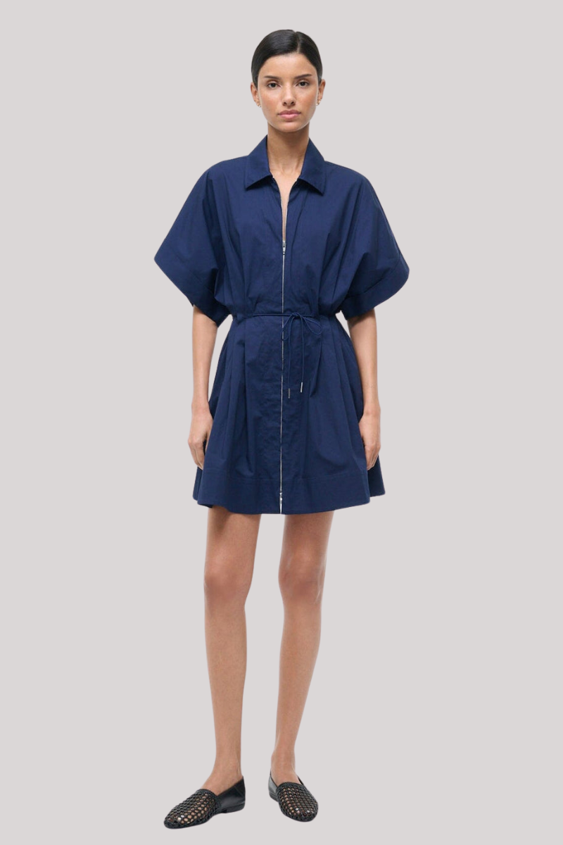 staud navy blue dress one sleeve dress length a The Chicest Fashion Finds Size:Lady 80/Medium