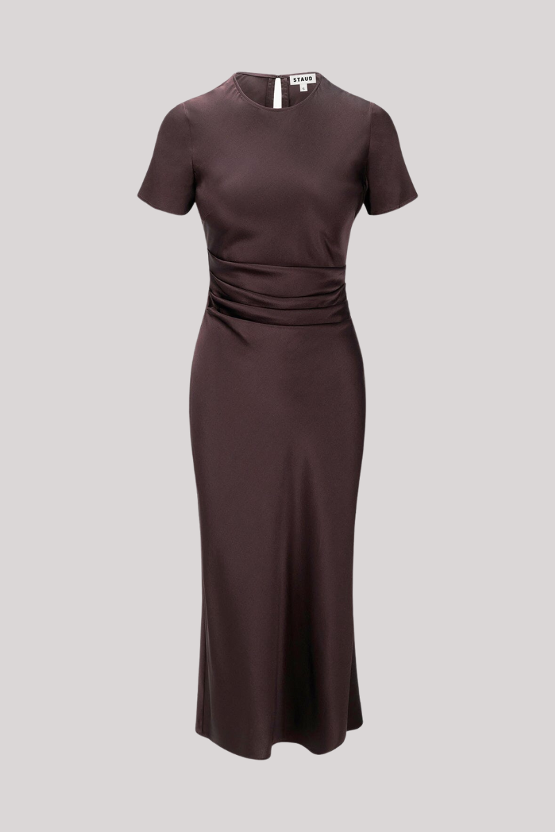 staud brown silk dress STAUD, Marcel Silk Dress in Earth, Size 0