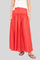Staud - Procida Linen Skirt - TOMATO