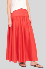 Staud - Procida Linen Skirt - TOMATO