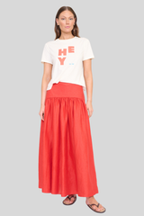 Staud - Procida Linen Skirt - TOMATO