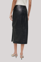 Staud - Roman Leather Wrap Skirt - BLACK