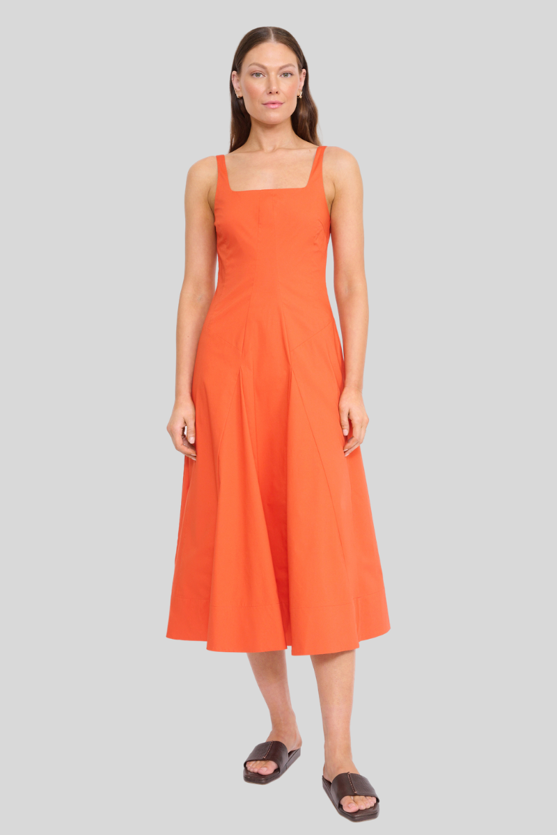 staud orange dress Product ID:AP1D106719_AG497_M based brand upon the Miryelle Lace Top | Variant:Mango n Lime