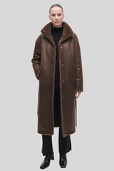 Studio AR - Freja Long Faux Fur Coat - CHOCO