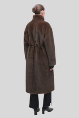 Studio AR - Freja Long Faux Fur Coat - CHOCO