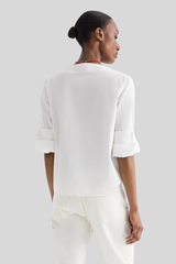 TWP - Boat Neck Top With Double Rolled Sleeve - WHITE