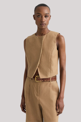 TWP - High Neck Hidden Placket Vest - ERMINE