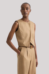 TWP - High Neck Hidden Placket Vest - ERMINE