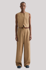 TWP - High Neck Hidden Placket Vest - ERMINE