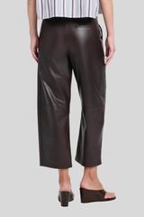TWP - Leather Slouchy Boyfriend Trousers - DARKCHOC