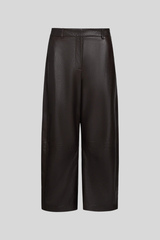TWP - Leather Slouchy Boyfriend Trousers - DARKCHOC