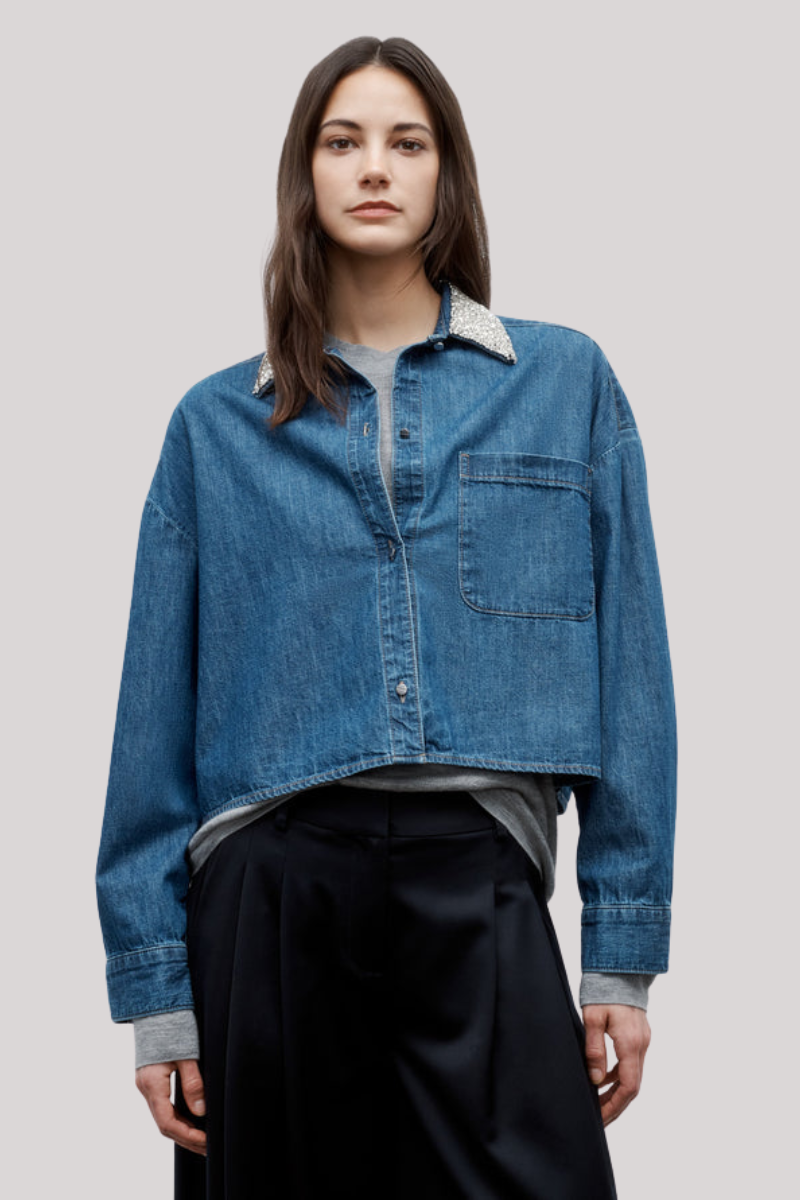 TWP -  My Ex's Denim Shirt With Crystal Collar - PARIS