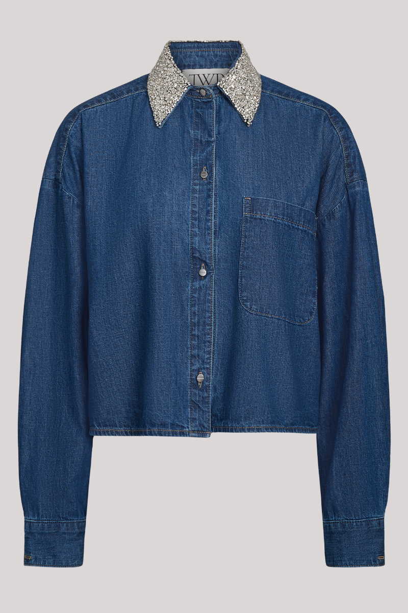 TWP - My Ex's Denim Shirt With Crystal Collar TWP - My Ex's Denim Shirt With Crystal Collar