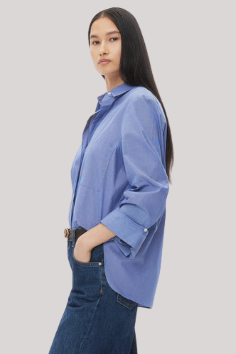 TWP - Next Morning Shirt  - WHTNAVY