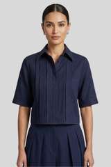 TWP - Short Lived Placket W Cherry Pleats - MIDNIGHT
