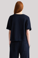TWP - Slouchy Rolled Tee - MIDNIGHT