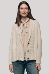 The Great - The Cashmere Cable Lodge Cardigan - CREAM