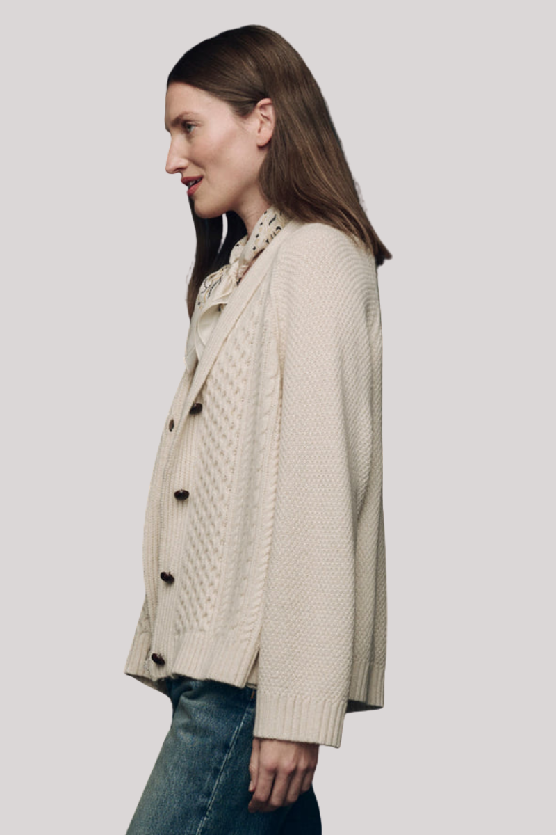 The Great - The Cashmere Cable Lodge Cardigan - CREAM