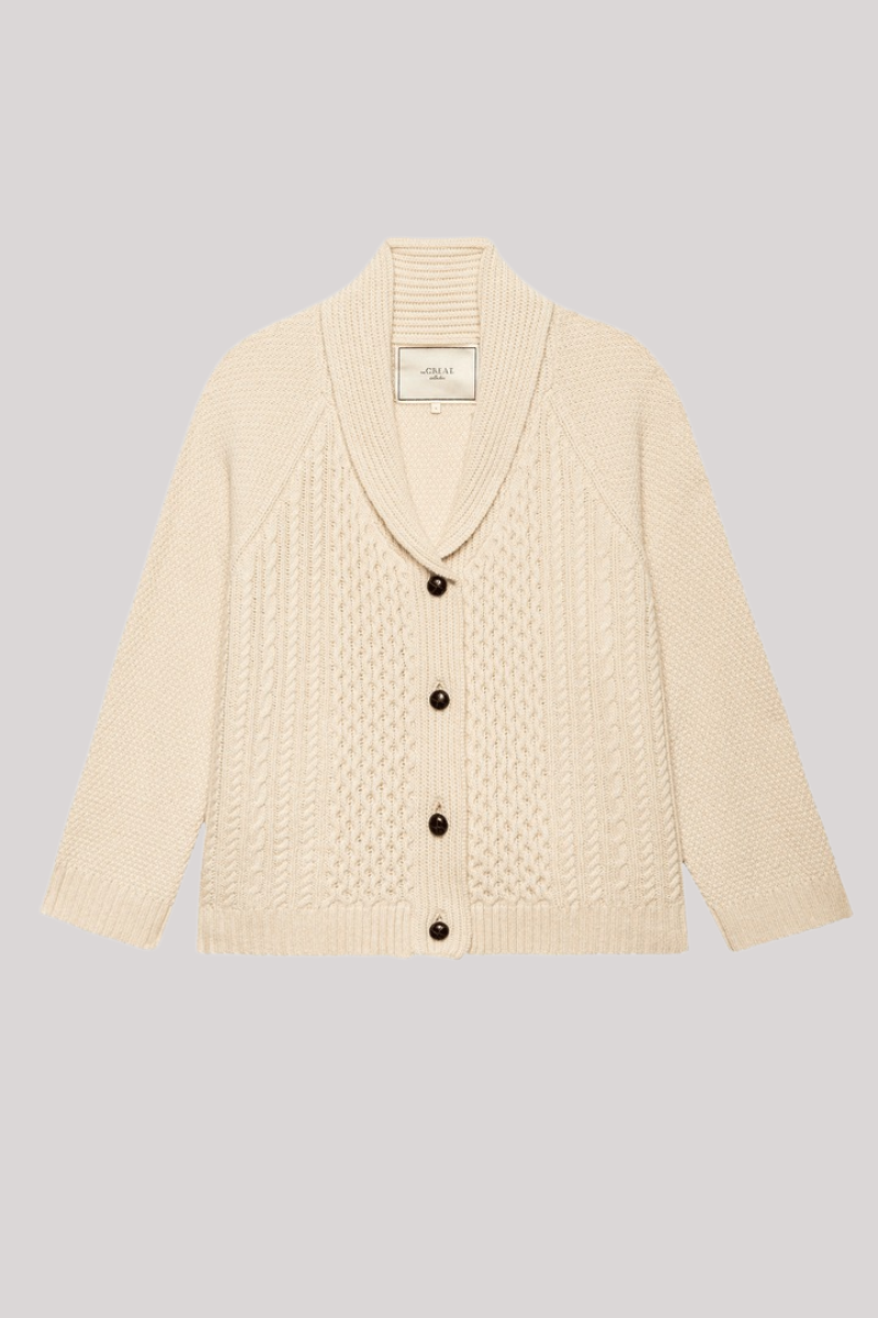 The Great - The Cashmere Cable Lodge Cardigan - CREAM