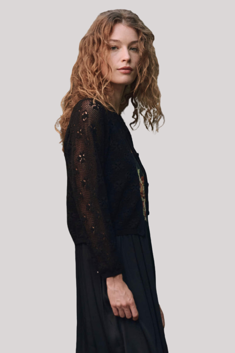 The Great - The Crochet Cardigan - BLACK