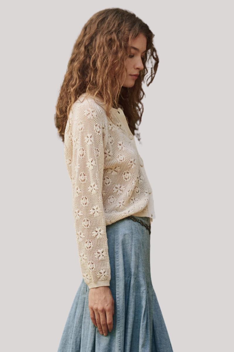 The Great - The Crochet Cardigan - NATURAL
